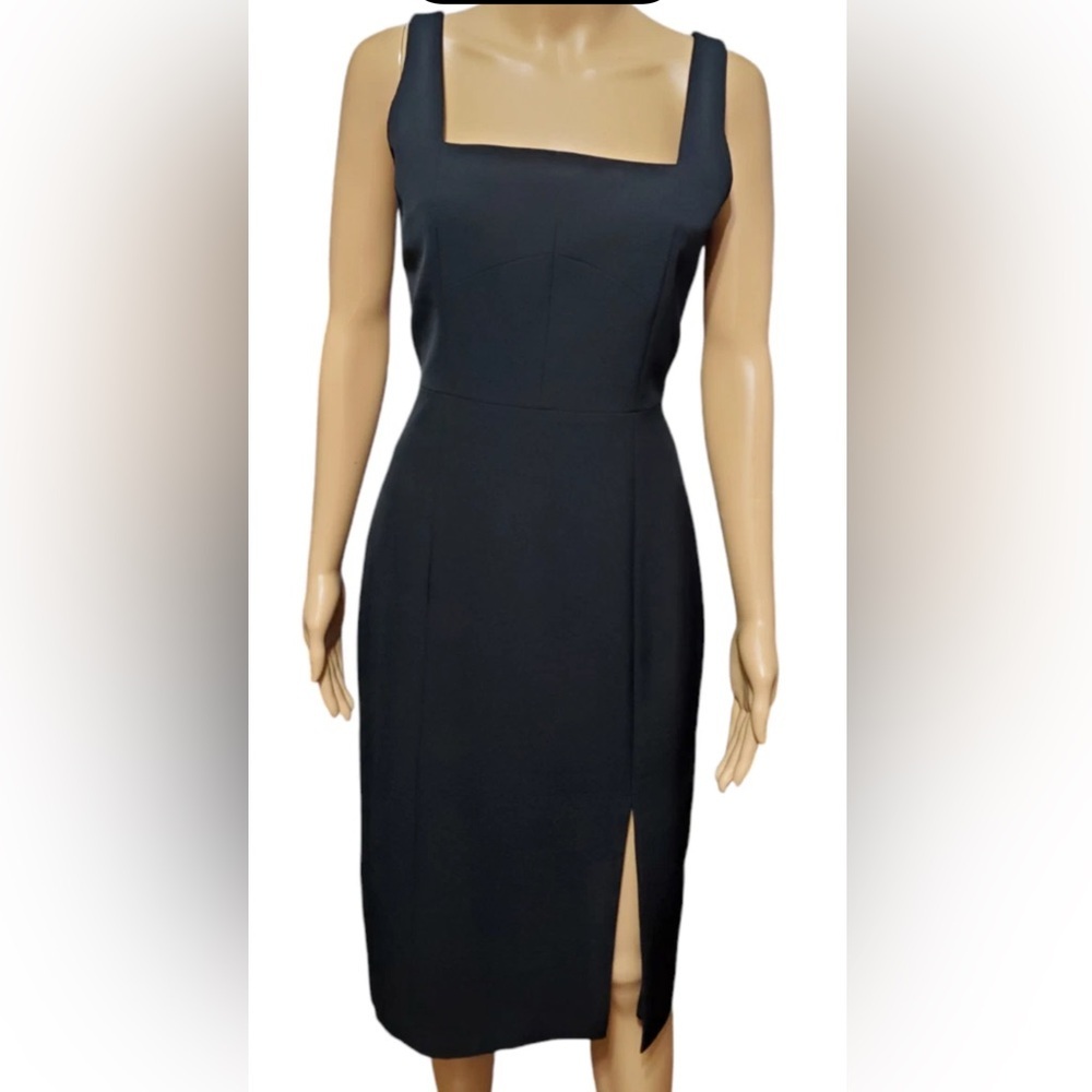 Milly Rita Square Neck Sleeveless Midi Dress‎ in Black sz 12